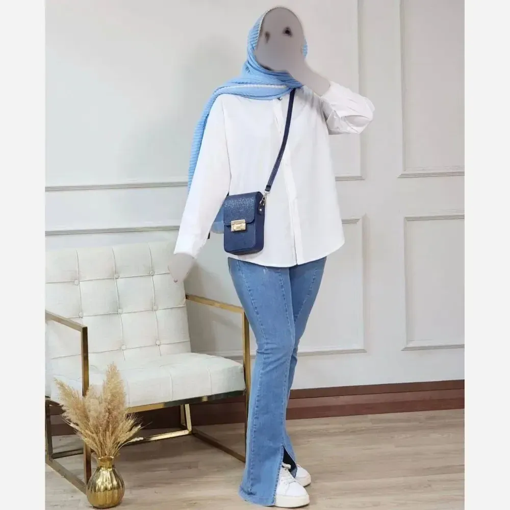 شومیز سفید سوپر داکرون با کیفیت فری سایز 36 تا 46