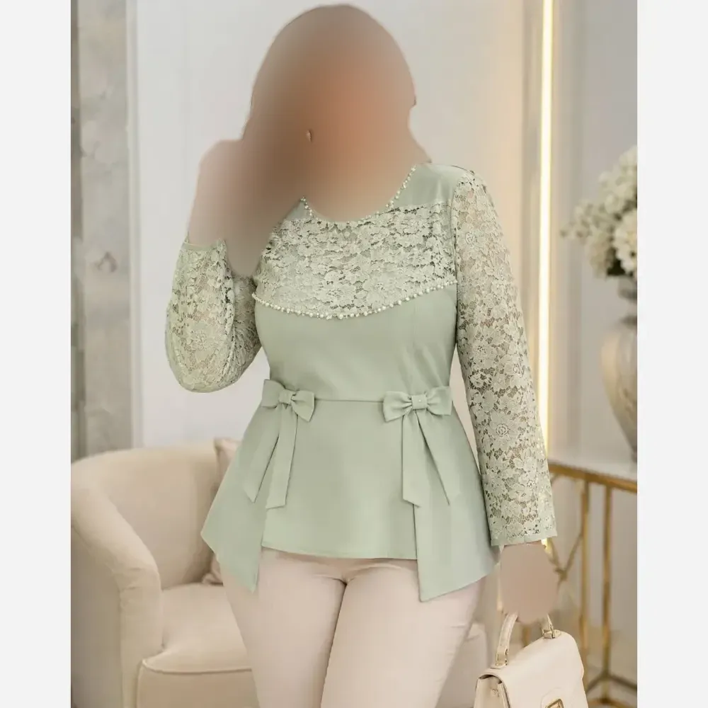 شومیز زنانه مجلسی مازراتی و گیپور مدل روژان