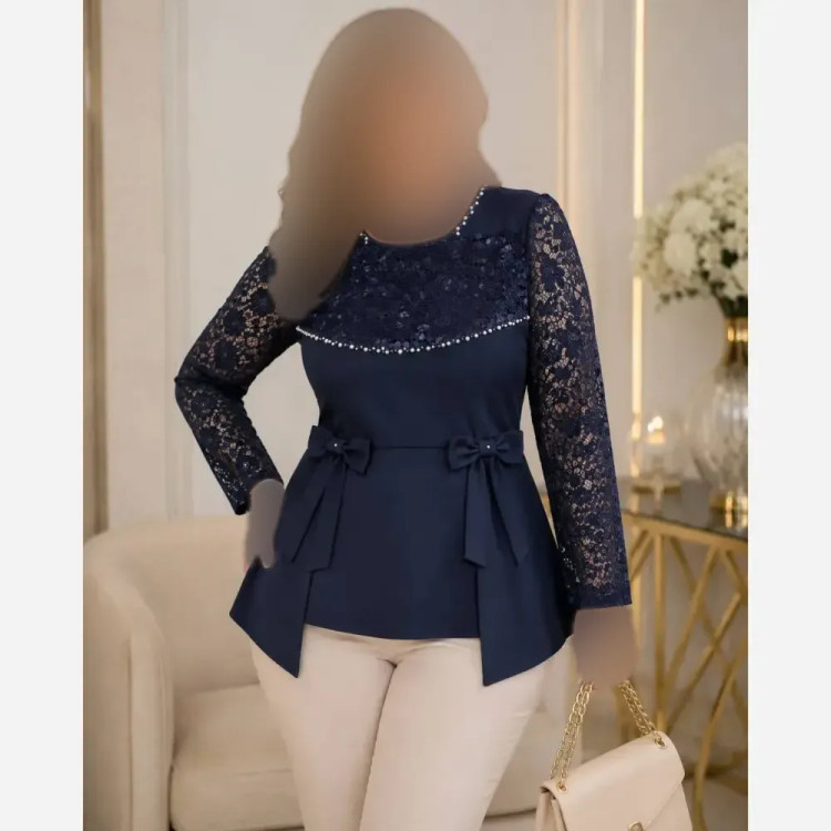 شومیز زنانه مجلسی مازراتی و گیپور مدل روژان