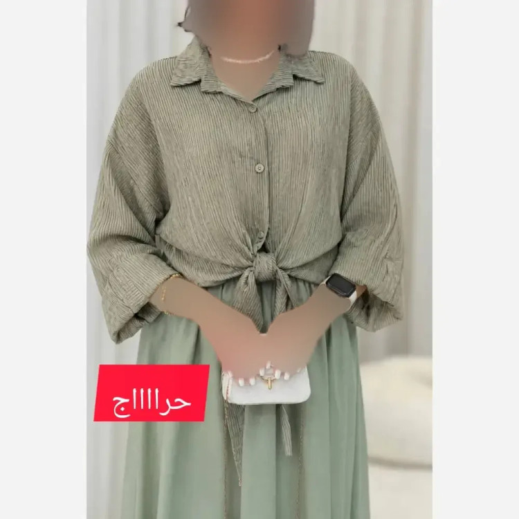 شومیز گره ای پلیسه زنانه جنس کوپرا خشک فری سایز