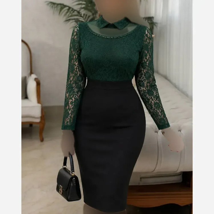 شومیز گیپور مجلسی آستردار زنانه مدل ژیلا