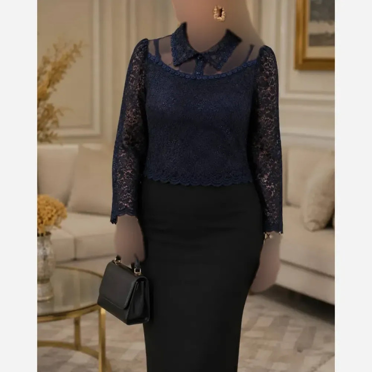 شومیز گیپور مجلسی آستردار زنانه مدل ژیلا
