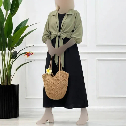 ست گره ای خرم سارافون کتان لینن شومیز دلتا کراش فری سایز