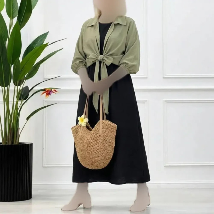 ست گره ای خرم سارافون کتان لینن شومیز دلتا کراش فری سایز