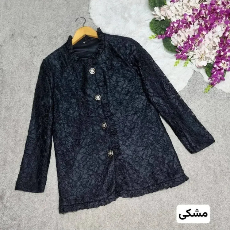 کت مانتویی گیپور خارجی درجه یک زنانه در رنگ های سبز، مشکی و نسکافه ای در سایزهای 1 و 2