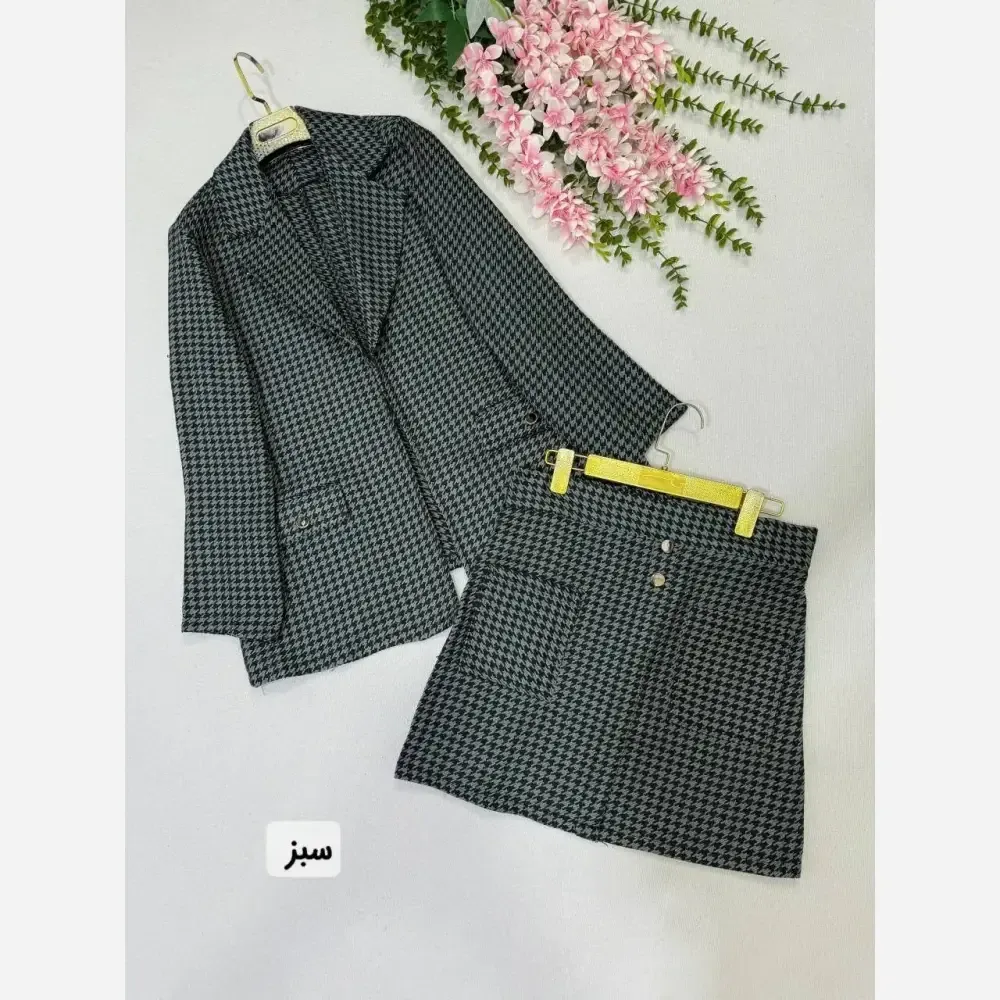کت و دامن پیردوپل ابریشمی سبز سایز دو مدل ثمر