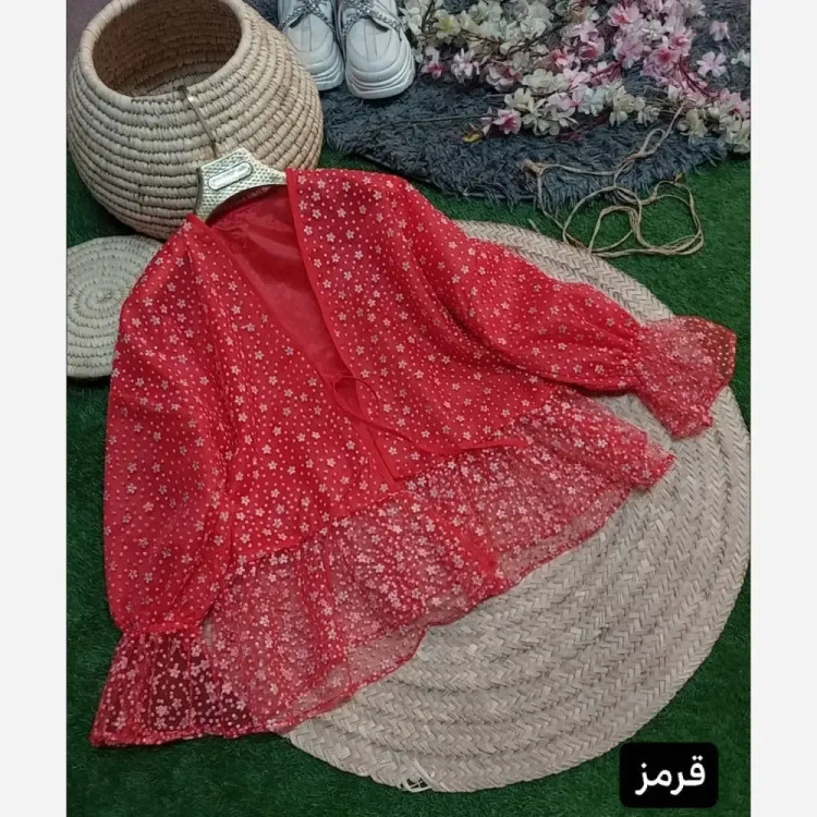 مانتو مزونی عروسکی تور اکلیلی آستردار زنانه سایز فری 38 تا 46