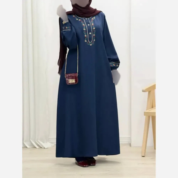 کفتان گلی لینن و گلدوزی سایز فری سایز مشکی و سرمه ای