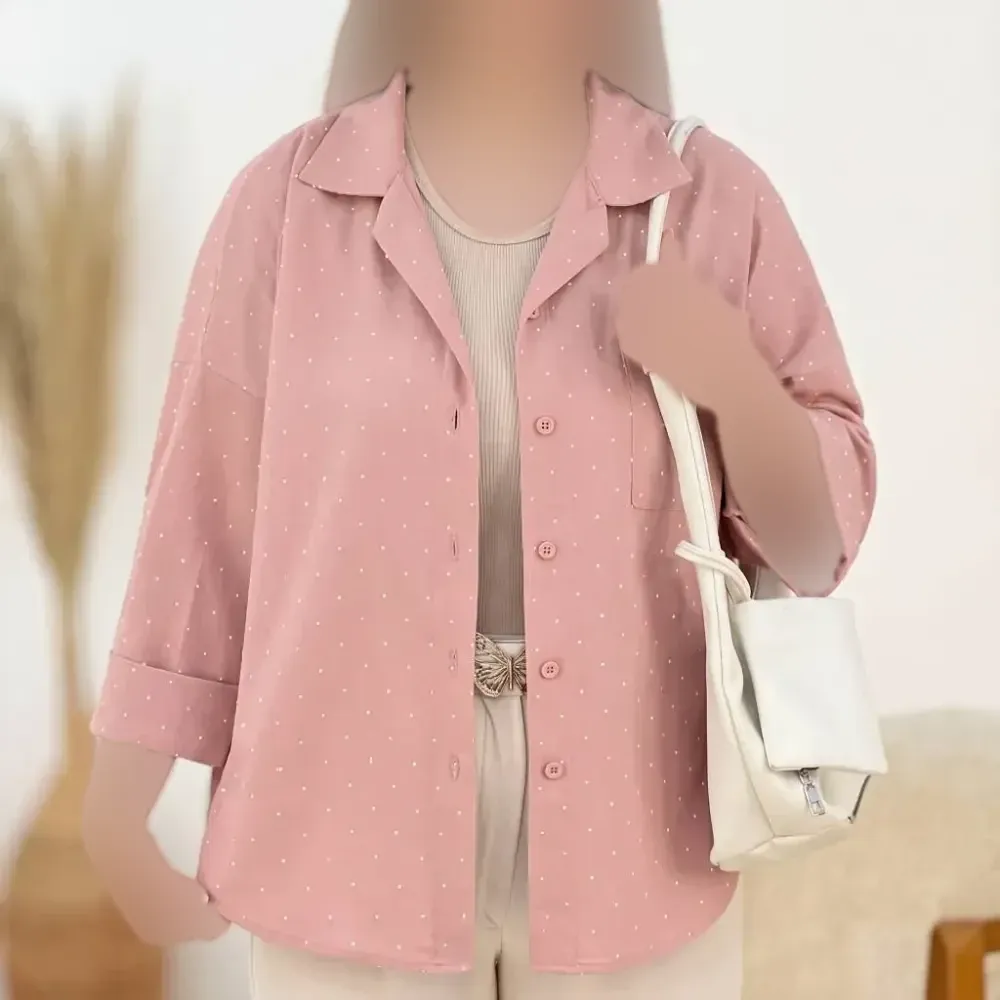 شومیز نگینی افروز جنس شانتون نگینی فری سایز بدون چروک و آبرفت