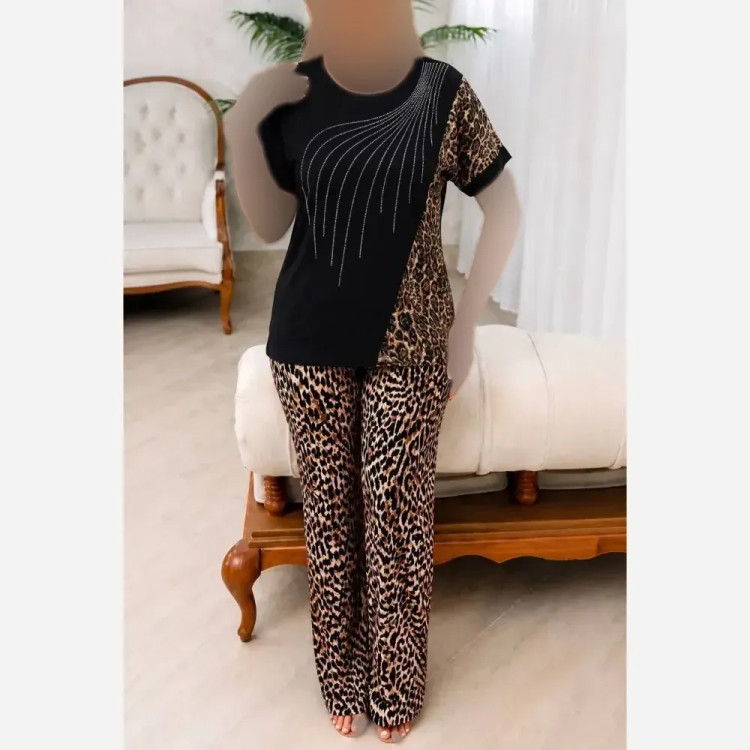ست بلوز و شلوار زنانه قواره دار ویسکو الیزه فول کش سایز بزرگ