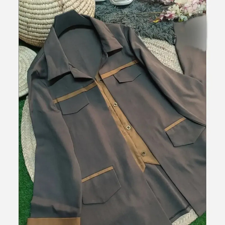 ست 2 تیکه زنانه جنس سوپرمازراتی اعلا مدل دلداده رنگ مشکی قهوه ای نسکافه ای سایز 38 تا 46 فری سایز