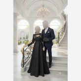 ماکسی مجلسی زنانه ساتن آمریکایی درجه یک رنگ مشکی قد 155