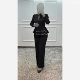 ست کت و شلوار زنانه جنس مازراتی درجه یک مروارید دوزی شده
