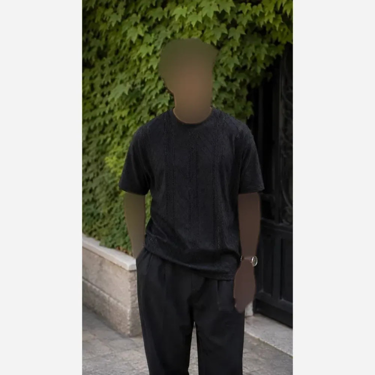 تیشرت تک مراکشی مردانه رنگ مشکی سایز XL و 2XL