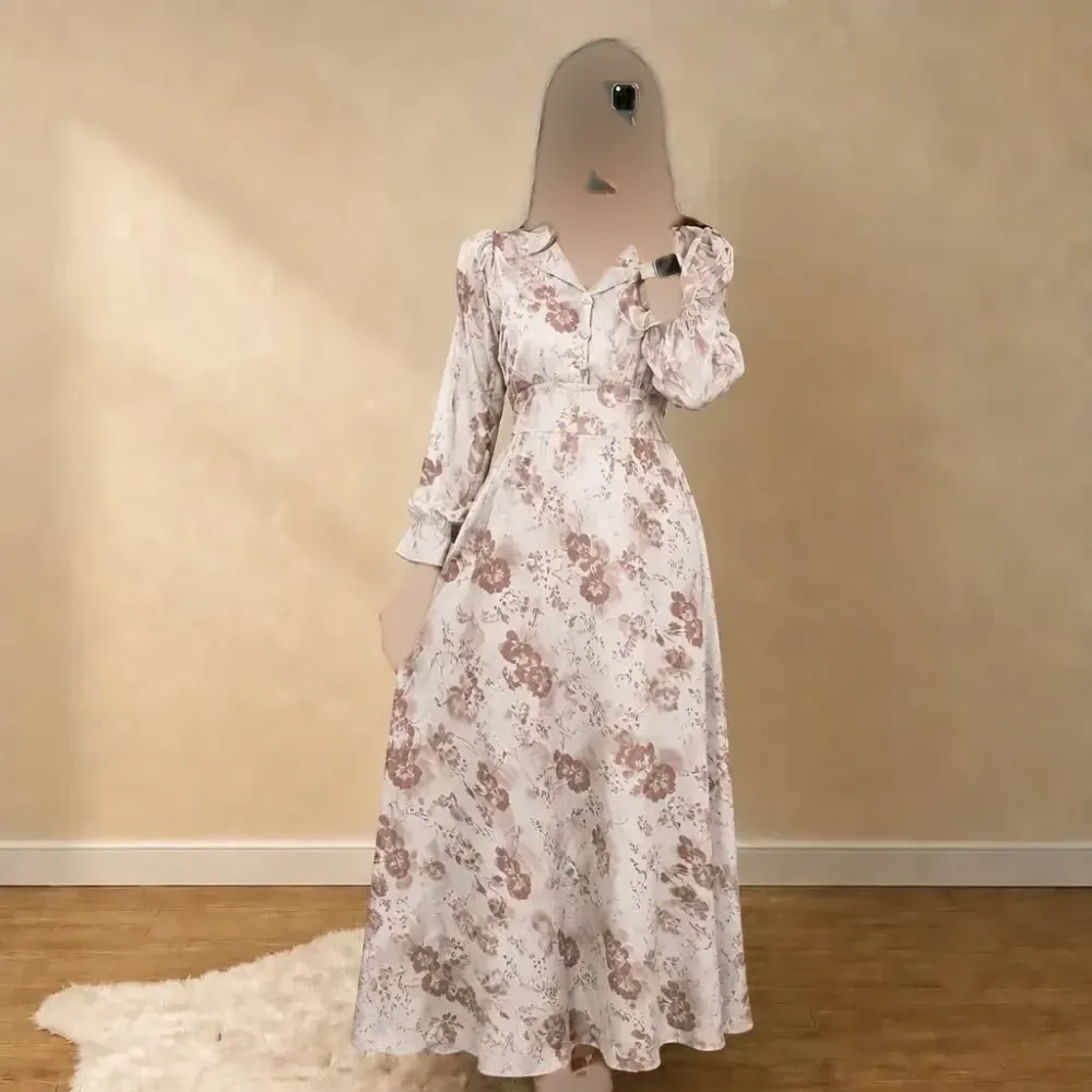 پیراهن زنانه کرپ الیزه آستین عروسکی مدل گلین