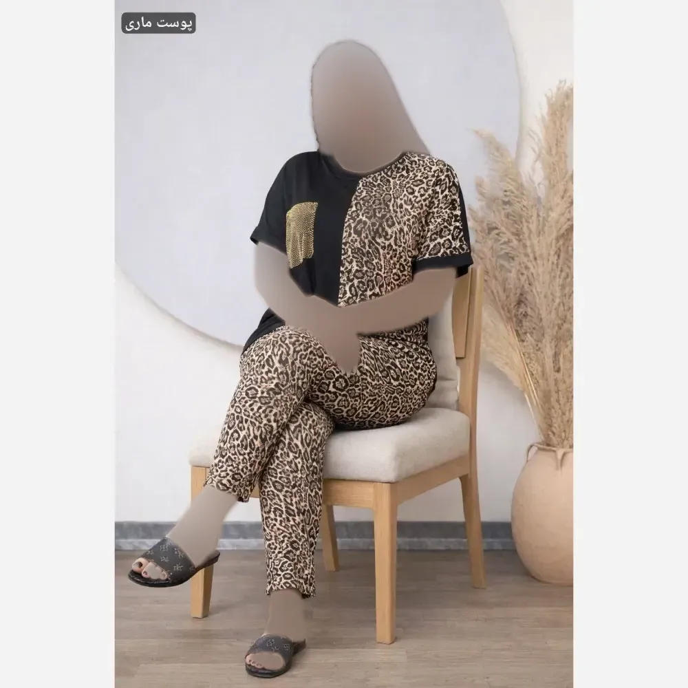 ست تونیک شلوار زنانه لیورپول ویسکوز الیزه نگین کوبی شده فری سایز