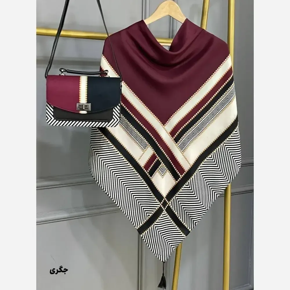 ست کیف و روسری ورساچه تیبا مخمل و چرم صنعتی نخی منگوله دار