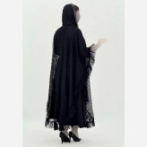 سارافن و رویه مجلسی زنانه جنس بوگاتی و دانتل رنگ مشکی سایز فری 38 تا 46