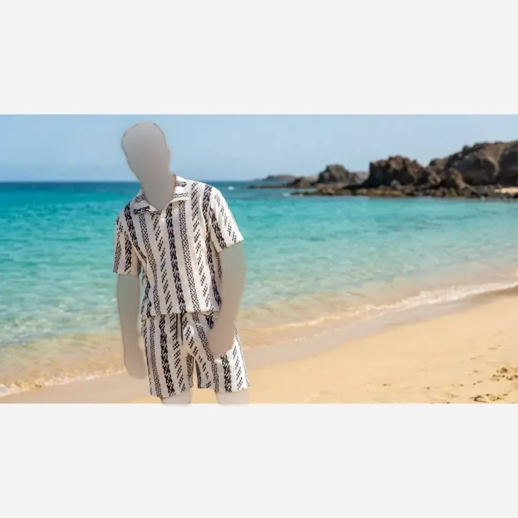 ست تیشرت و شلوارک کبریتی وارداتی طرح دار سایز ایکس لارج