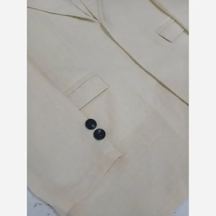 ست کت و شلوار زنانه جنس بابوس رنگ مشکی کرم استخونی سایز 38 تا 46