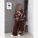 ست تیشرت شلوار دخترانه پروانه جنس پنبه یکرو لاکرادار