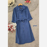 مانتو شانتون بلند فری سایز جیب دار کمربند دار مدل نگاه