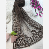 شال تور دانتل طرحدار حاشیه دار سایز 180 در 70 زنانه
