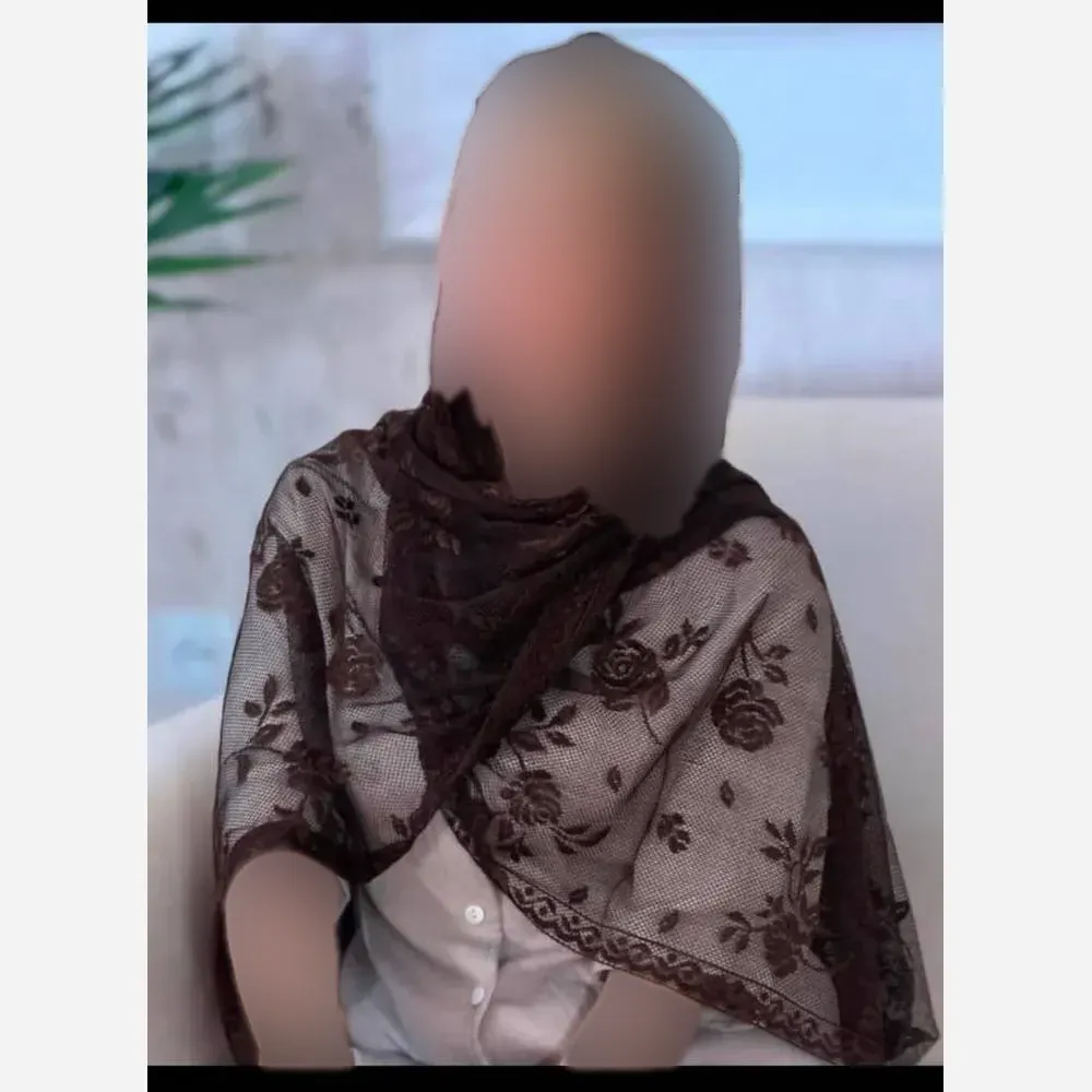 شال تور دانتل طرحدار حاشیه دار سایز 180 در 70 زنانه