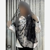 شال تور دانتل طرحدار حاشیه دار سایز 180 در 70 زنانه