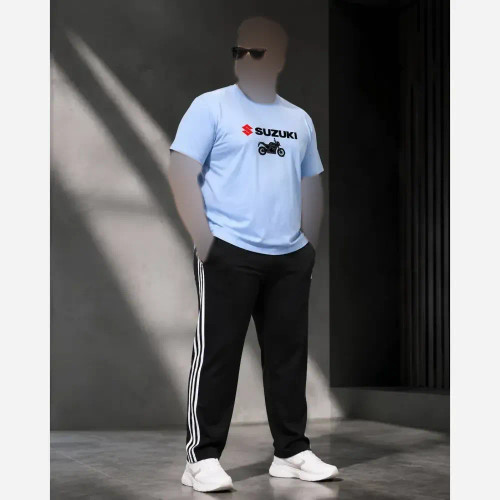 ست مردانه سوزوکی تیشرت پنبه سوپر و شلوار اسپان نخ اعلا رنگی سایز L تا XXXL