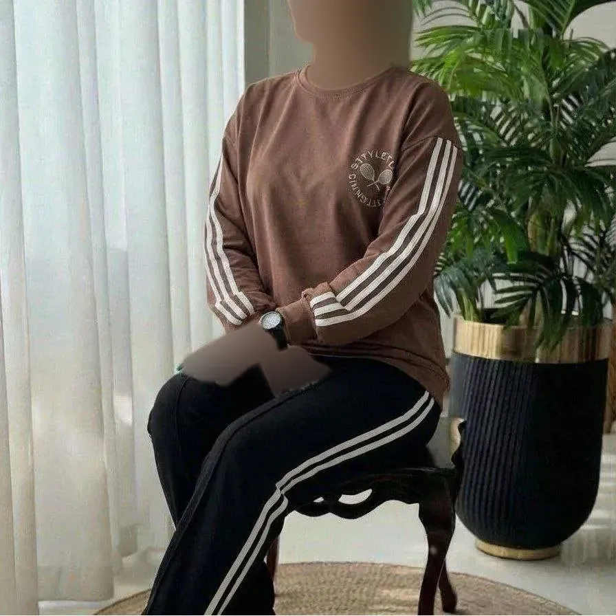 بلوز و شلوار تنیسی پنبه گلکسی زنانه فری سایز موکا