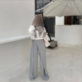 شلوار بگ زنانه مازراتی گرم بالا سایز 38 تا 46 رنگ مشکی و طوسی