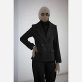 کت و شلوار زنانه نیلا جنس کتان کشی رنگ مشکی سایز 38 تا 46 فری