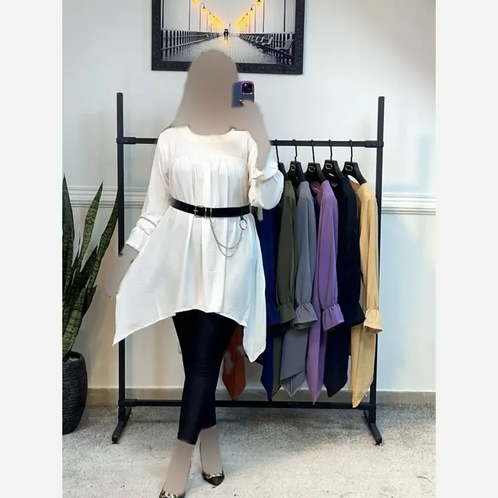 تونیک زنانه مدل آرام جنس ابروبادی فری سایز رنگ مشکی و سفید