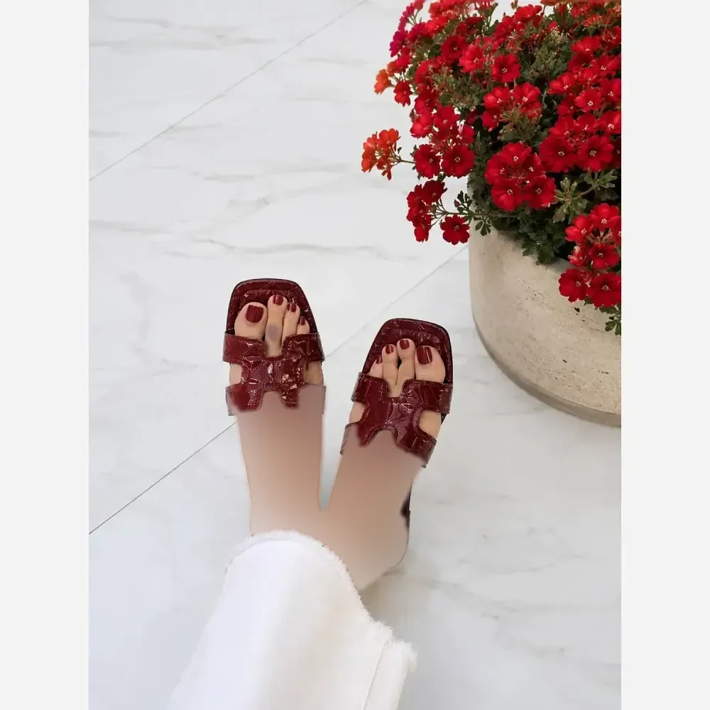 صندل زنانه هرمس زیره پلیمر رنگ زرشکی سایز 37 تا 40