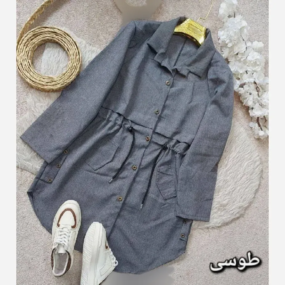 مانتو کلارا جنس مکانیک پرشین رنگ طوسی فری سایز