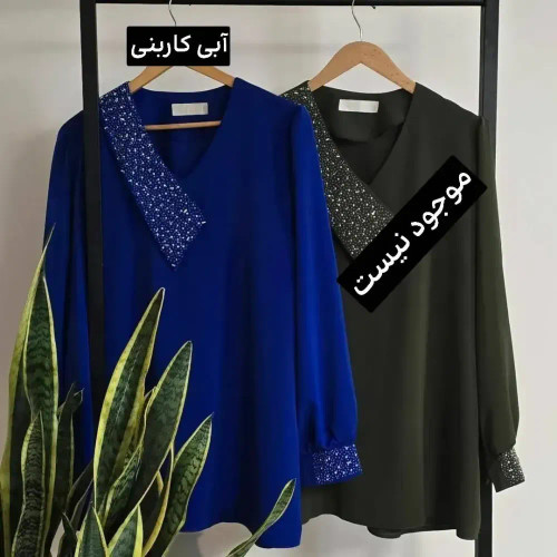 شومیز قواره دار زنانه کرپ الیزه درجه یک سایز بزرگ