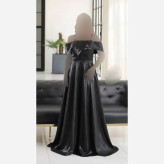 پیراهن مجلسی زنانه ساتن آمریکایی کاپدار قد 150 سایز 36 تا 46