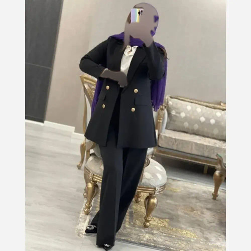 کت شلوار زنانه مزونی دبل مازراتی رنگ مشکی