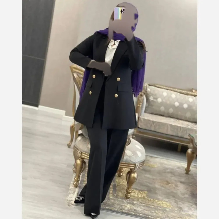 کت شلوار زنانه مزونی دبل مازراتی رنگ مشکی