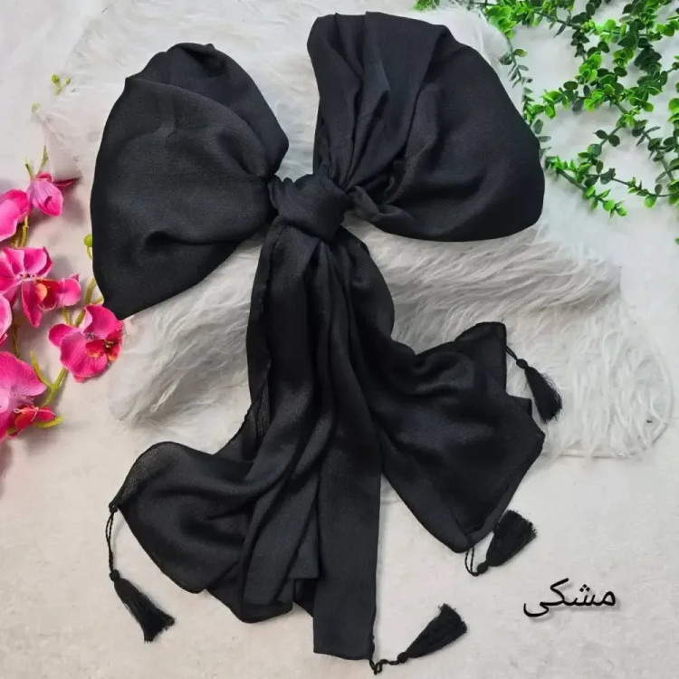 شال کرپ کریستال شنی مشکی سفید کرم ابعاد 180 در 74 سایز فری