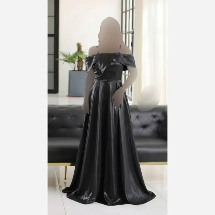 پیراهن مجلسی زنانه ساتن آمریکایی آیینه ای کاپدار قد 150