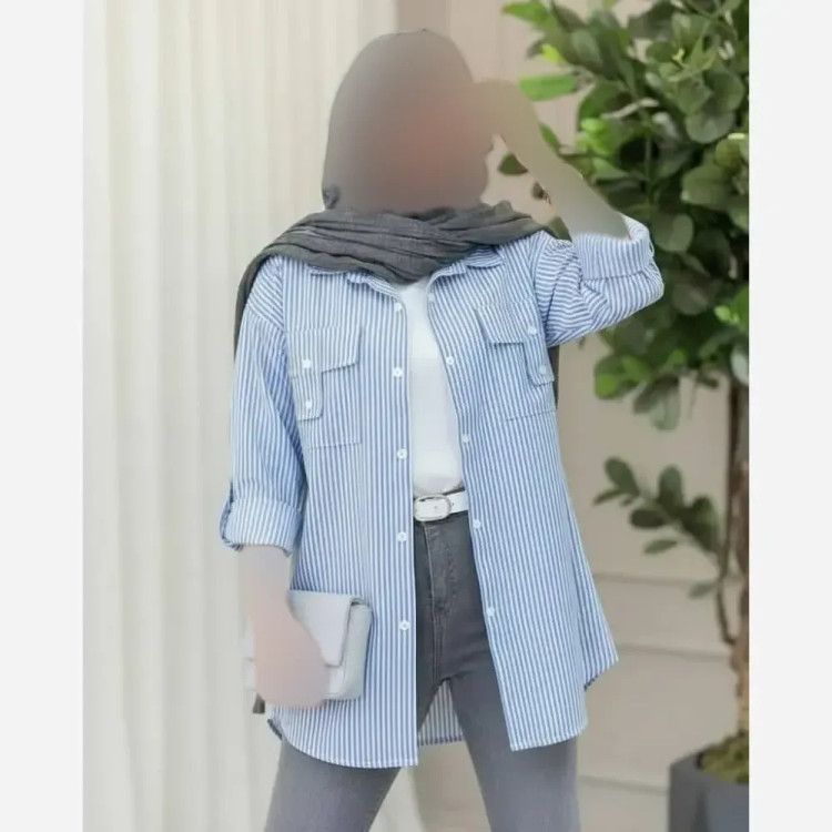 مانتو نخی داکرون جیب صلیبی مدل کتایون فری سایز