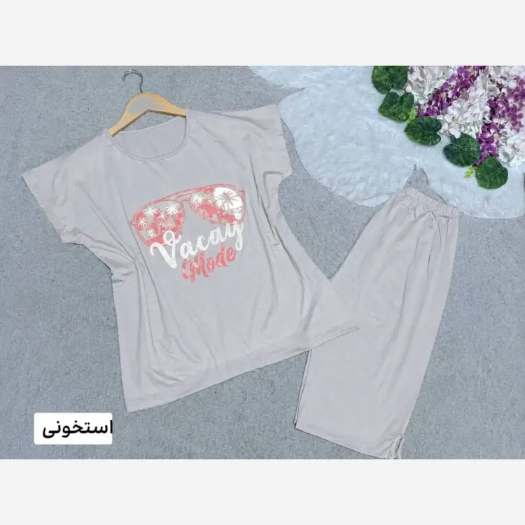 ست تاب شلوارک زنانه ویسکوز پنبه طرح جزیره سایز فری 36 تا 46