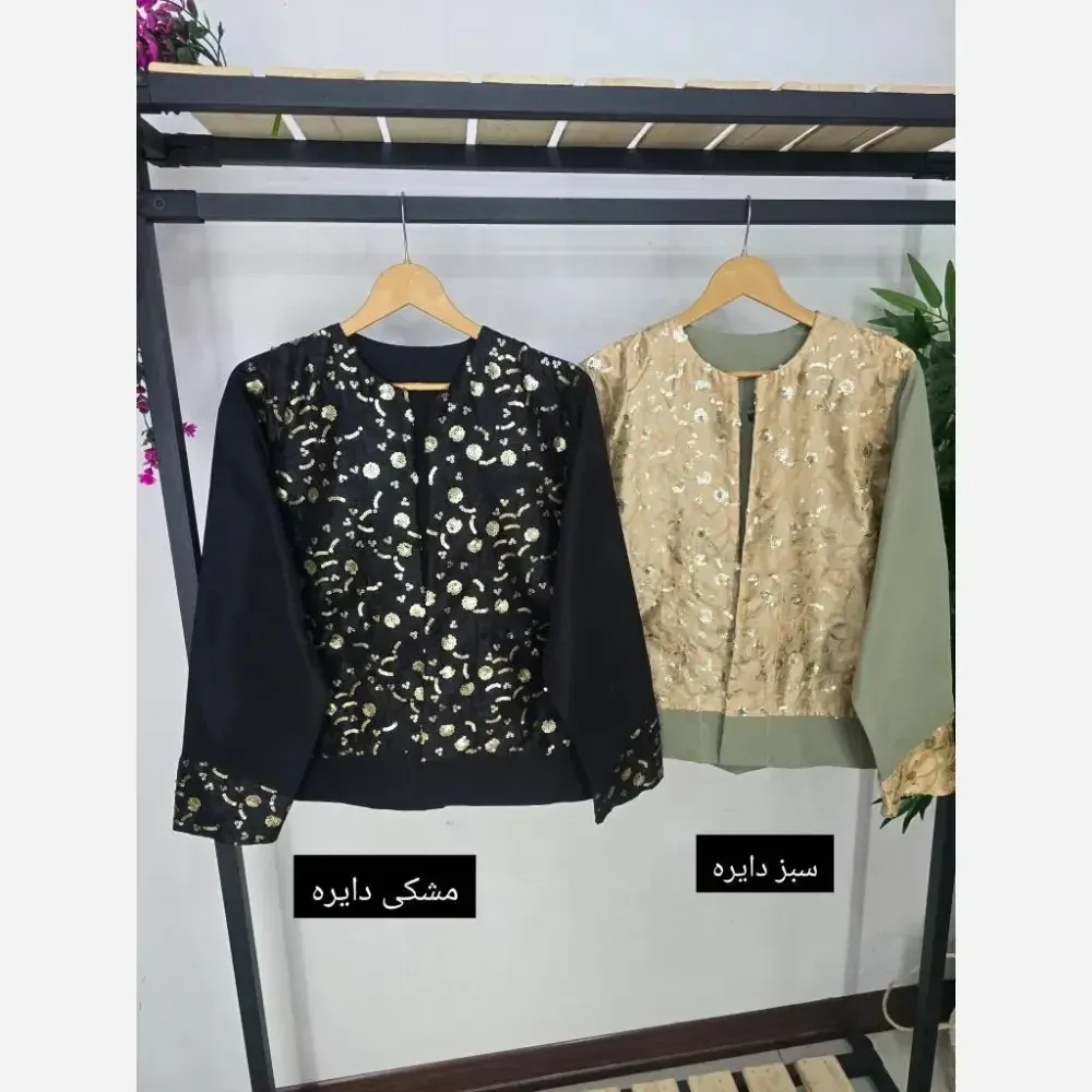مانتو نگارین جنس کتان و خرجکار جواهر دوزی