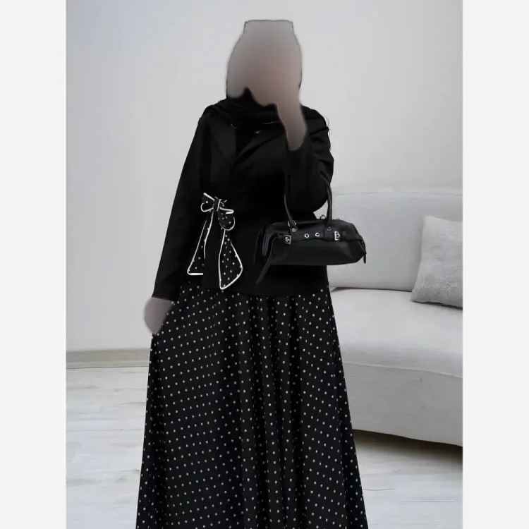 ست کت دامن دایان کرپ مازراتی و بوگاتی مشکی فری سایز