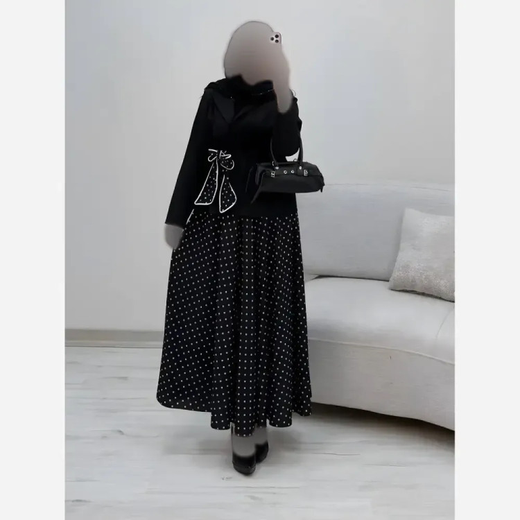 ست کت دامن دایان کرپ مازراتی و بوگاتی مشکی فری سایز