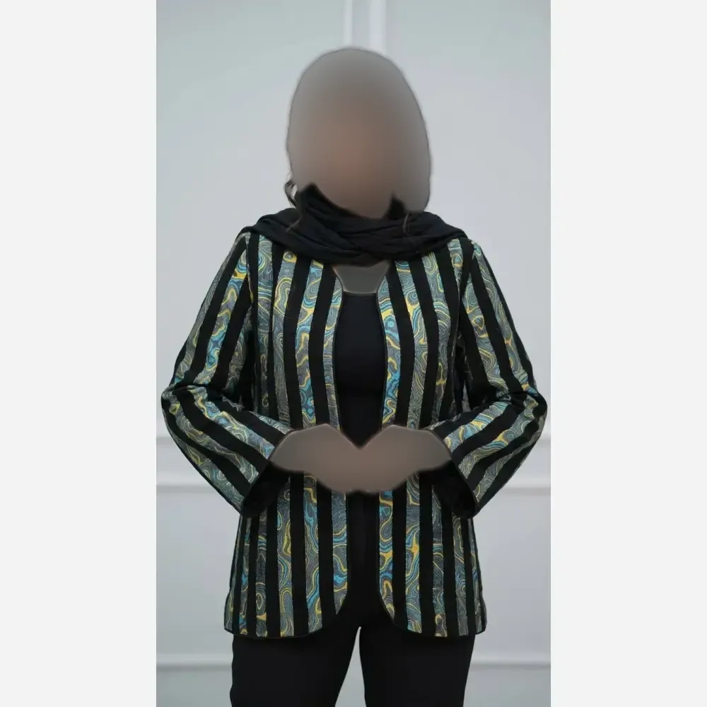 کت زنانه طرح دار جنس تافته فری سایز مجلسی و نیمه رسمی
