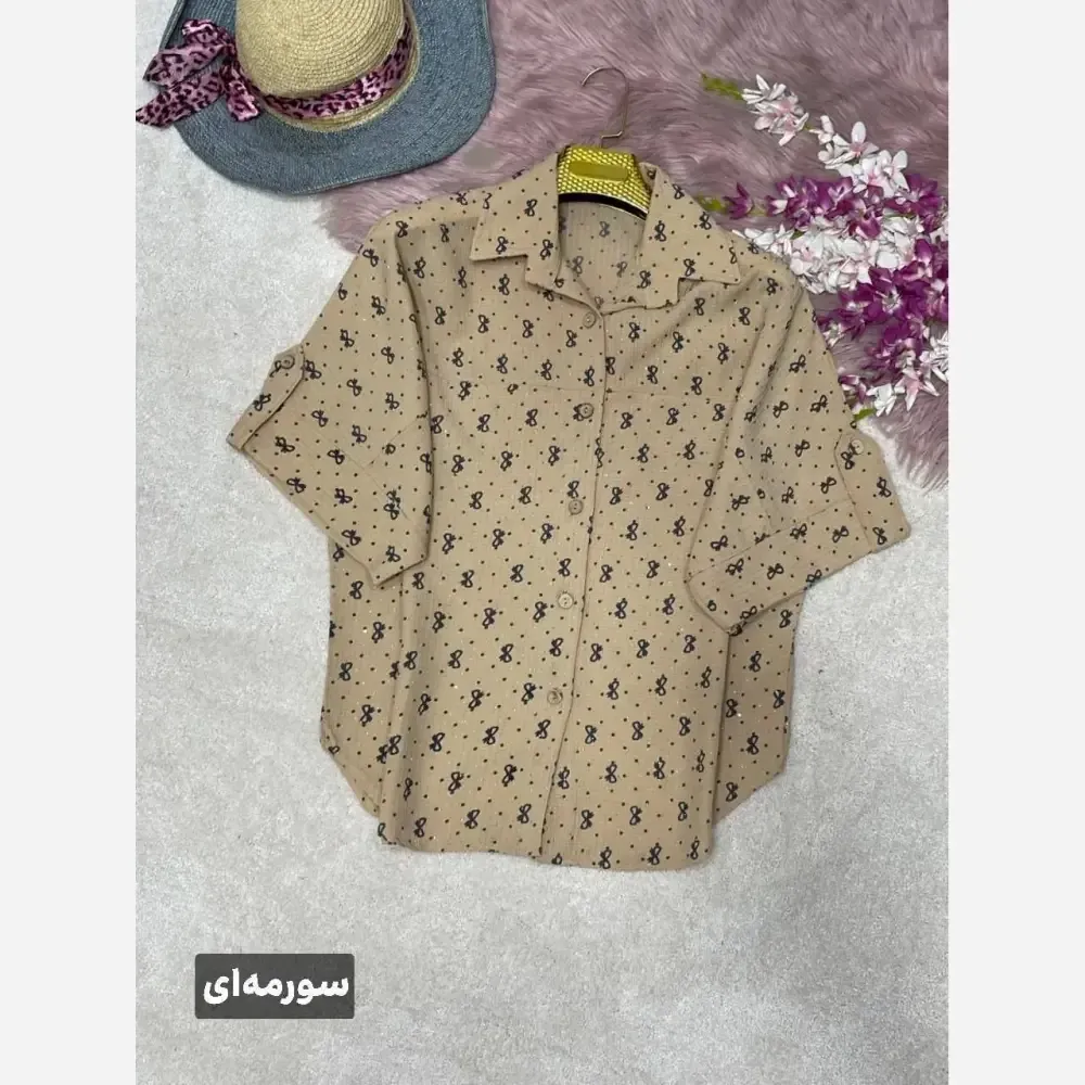 پانچ باکسی زنانه روشنک جنس کراش ایوا نگین کوبی شده فری سایز