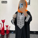 مانتو عبایی سمیرا جنس کرپ اسکاچی و کتیبه تافته فری سایز